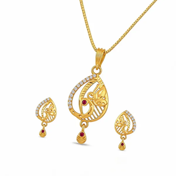 Brass_Pendant_Necklace_Set_With_Earrings
