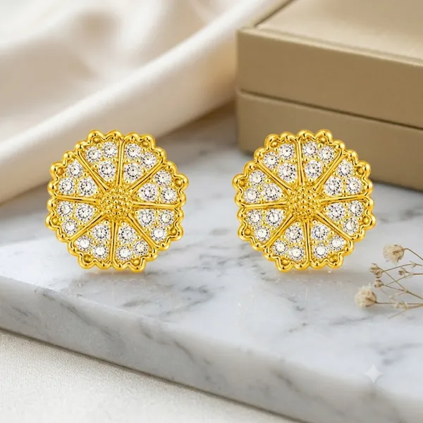 Gold_Plated_Cubic_Zirconia_Floral_Stud_Earrings