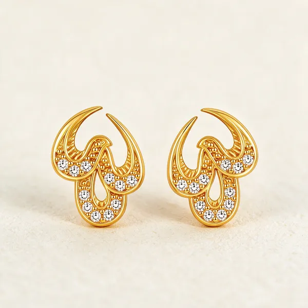 Gold_Plated_Cubic_Zirconia_Floral_Stud_Earrings