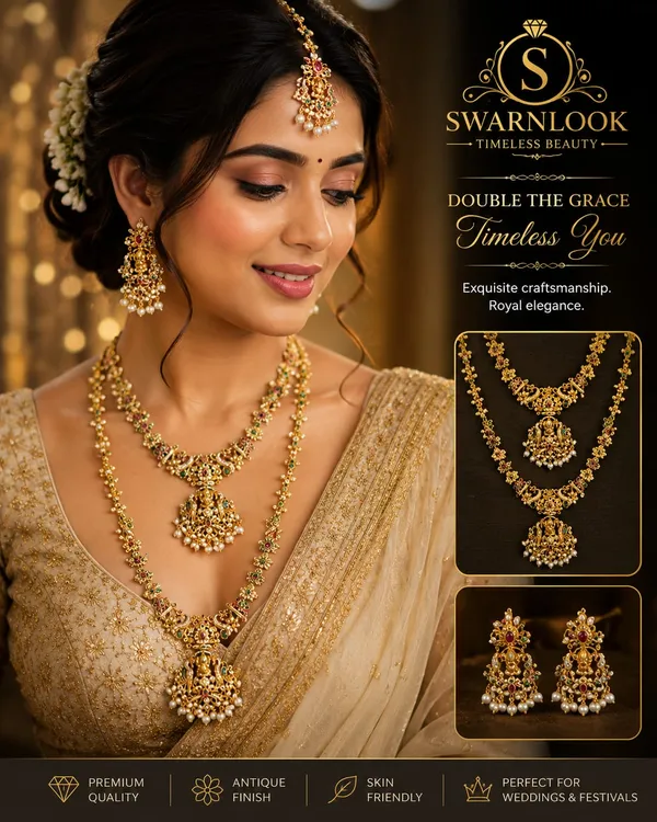 Antique_Gold_Temple_Mahalaxmi_Pearl_Drop_Bridal_Jewellery_Set_For_Women