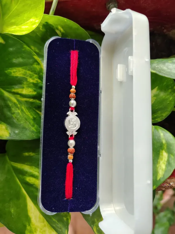 Red_Thread_Silver-Tone_Beaded_Rakhi_for_Brother
