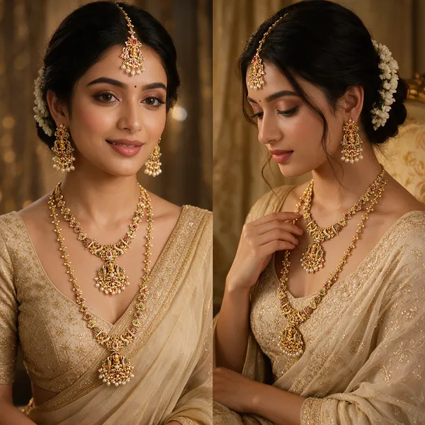 Antique_Gold_Temple_Mahalaxmi_Pearl_Drop_Bridal_Jewellery_Set_For_Women