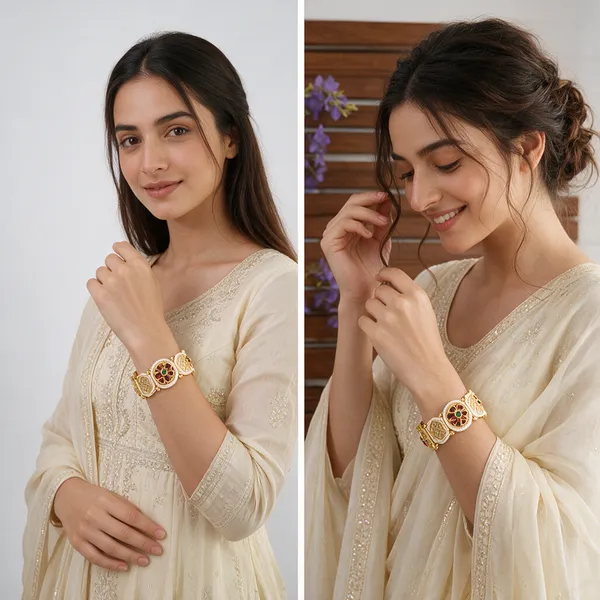 Gold_Pearl_Stone_Brass_Openable_Designer_Bracelet_Set_For_Women