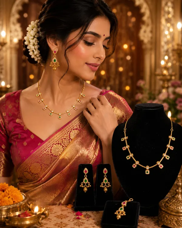 Gold_American_Diamond_Ruby_Stone_Traditional_Necklace_Set_For_Women
