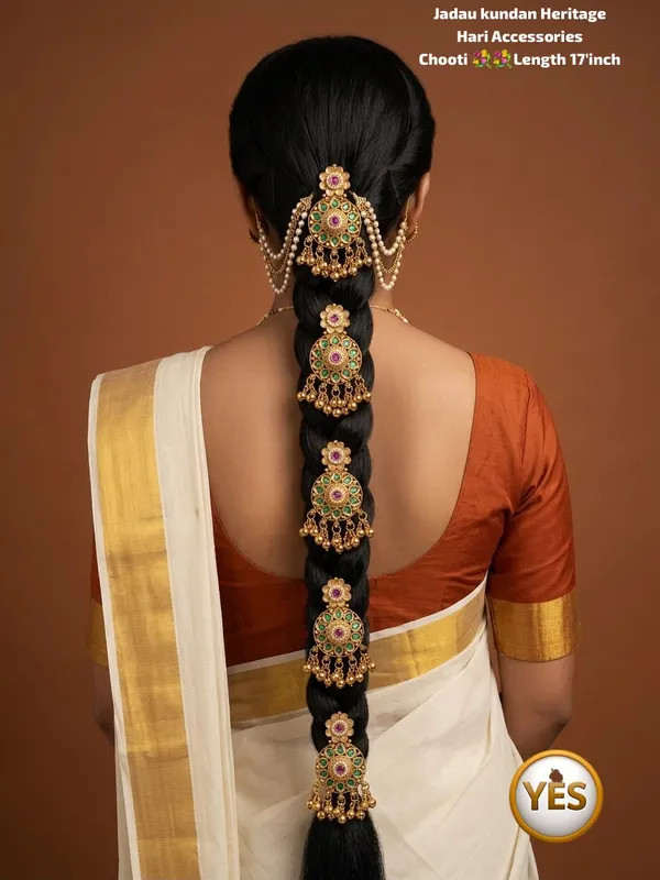 Gold_Kundan_Pearl_Ghungroo_Bridal_Hair_Accessories_Set_For_Women