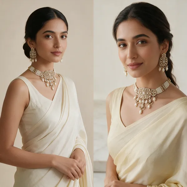 White_Gold_Polki_Kundan_Faux_Pearl_American_Diamond_Choker_Set_For_Women