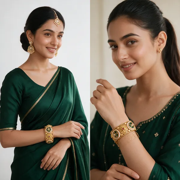 Gold_Green_Kundan_Meenakari_Antique_Floral_Openable_Bangle_Set_For_Women