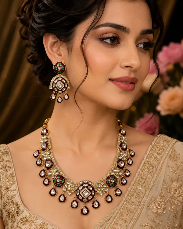 Multicolour_American_Diamond_Polki_Kundan_Bridal_Necklace_Set_For_Women