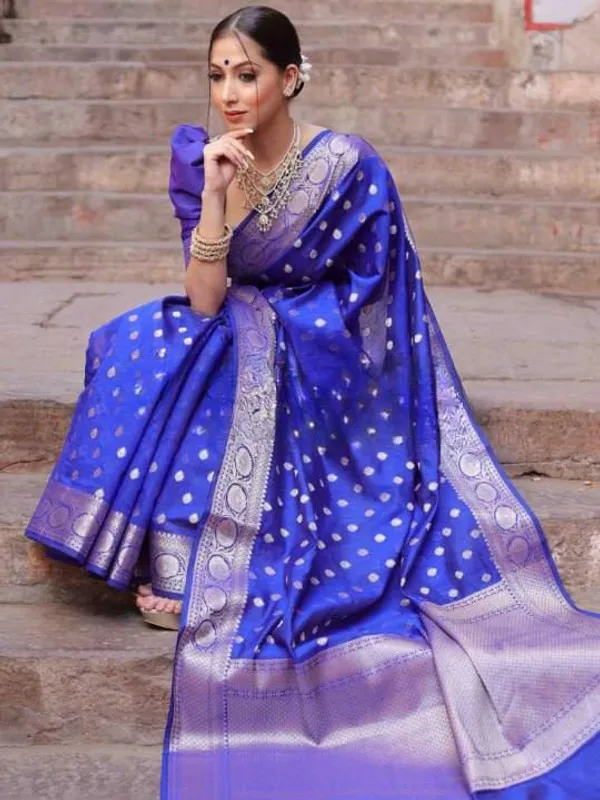 Blue_Woven_Zari_Border_Saree_for_Women