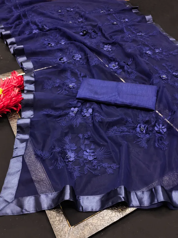 Navy_Blue_Sheer_Embroidered_Saree_for_Women