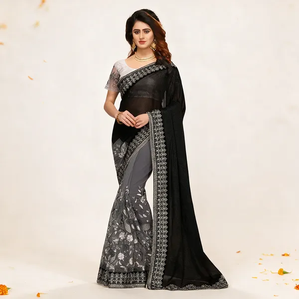 Black_Georgette_And_Net_Saree_For_Women