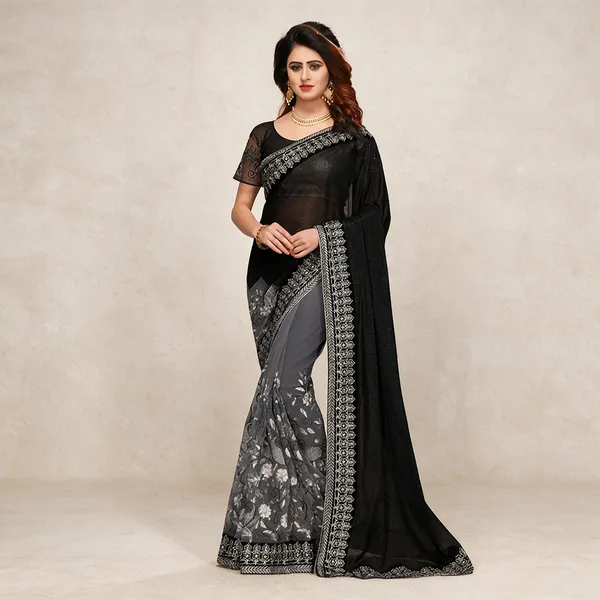 Black_Georgette_And_Net_Saree_For_Women