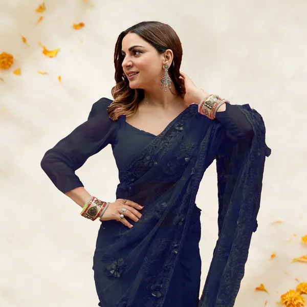 Navy_Blue_Soft_Net_Saree_For_Women