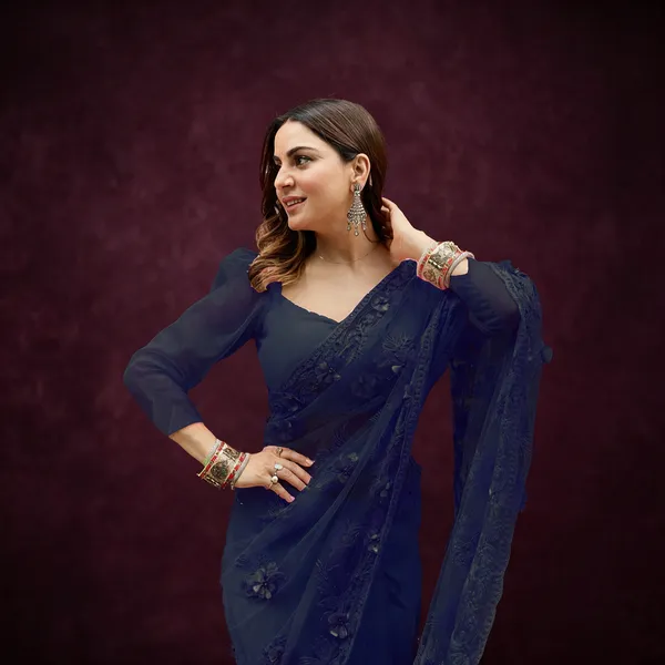 Navy_Blue_Soft_Net_Saree_For_Women