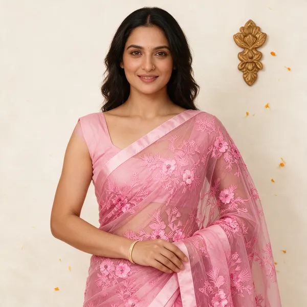 Pink_Soft_Net_Saree_For_Women