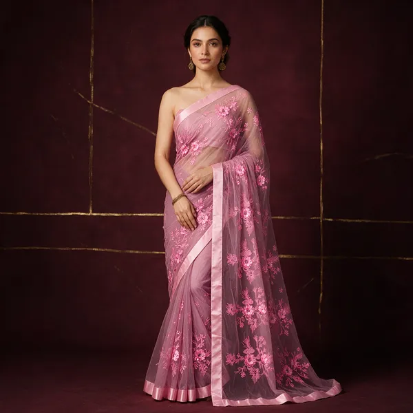 Pink_Soft_Net_Saree_For_Women