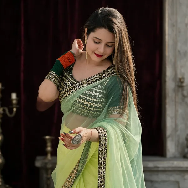Green_Soft_Net_Saree_For_Women