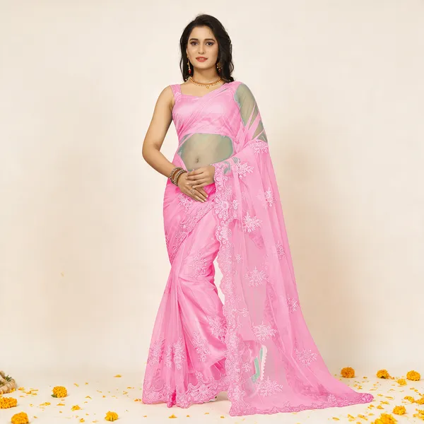 Pink_Soft_Net_Saree_For_Women