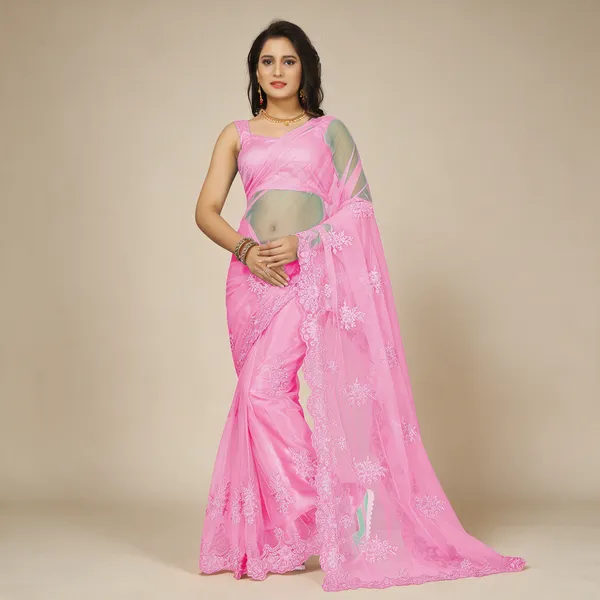 Pink_Soft_Net_Saree_For_Women