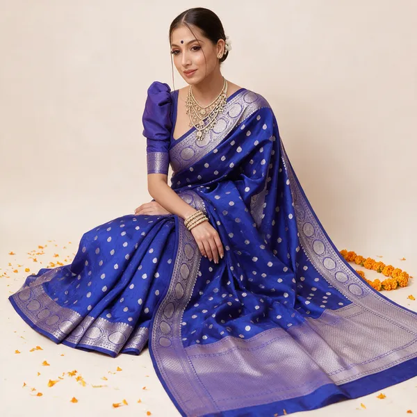 Blue_Banarasi_Silk_Saree_For_Women