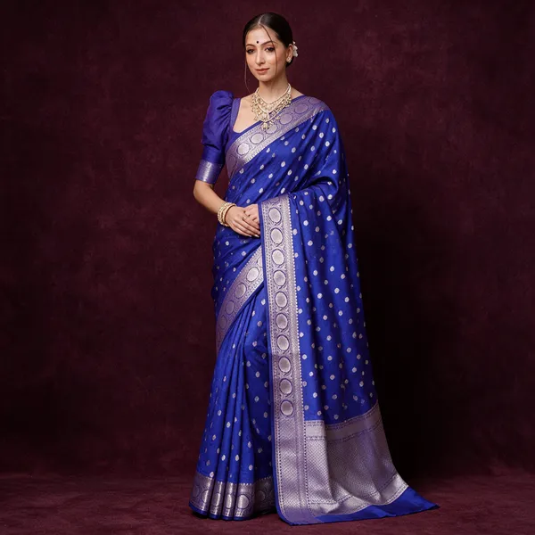Blue_Banarasi_Silk_Saree_For_Women