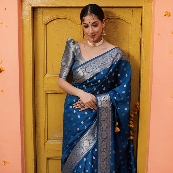 Blue_Banarasi_Silk_Saree_For_Women