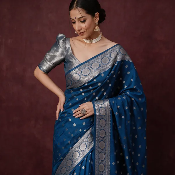 Blue_Banarasi_Silk_Saree_For_Women