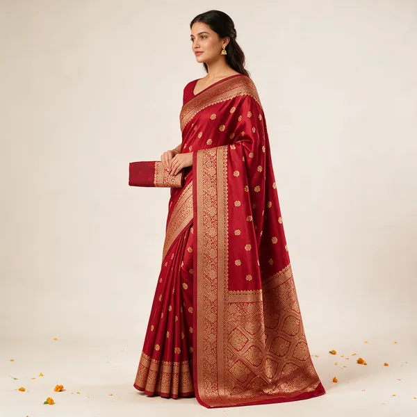 Red_And_Gold_Banarasi_Silk_Saree_For_Women