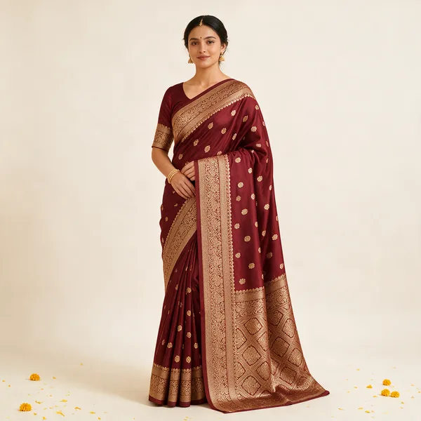Maroon_Banarasi_Silk_Saree_For_Women