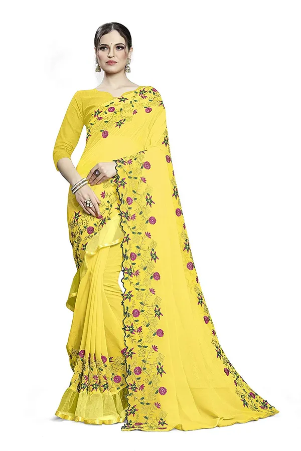 Yellow_Floral_Print_Saree_for_Women