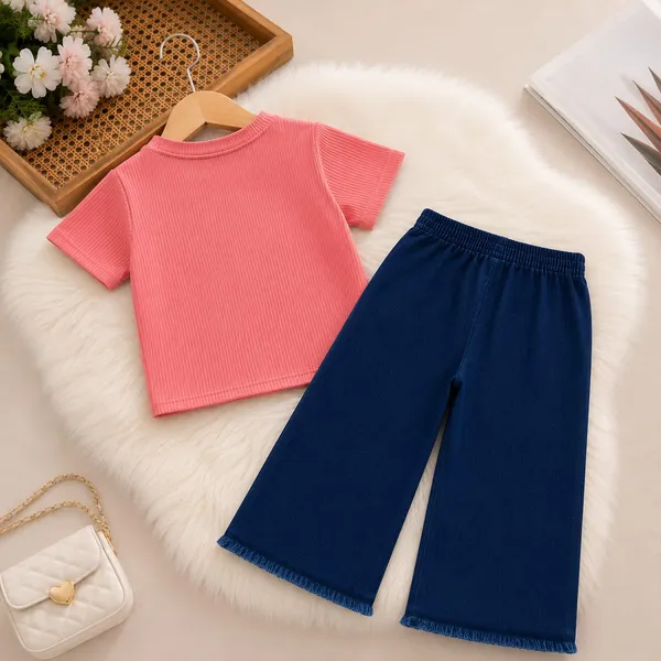 Pink_Ribbed_Top_And_Navy_Floral_Pants_Set_for_Girls