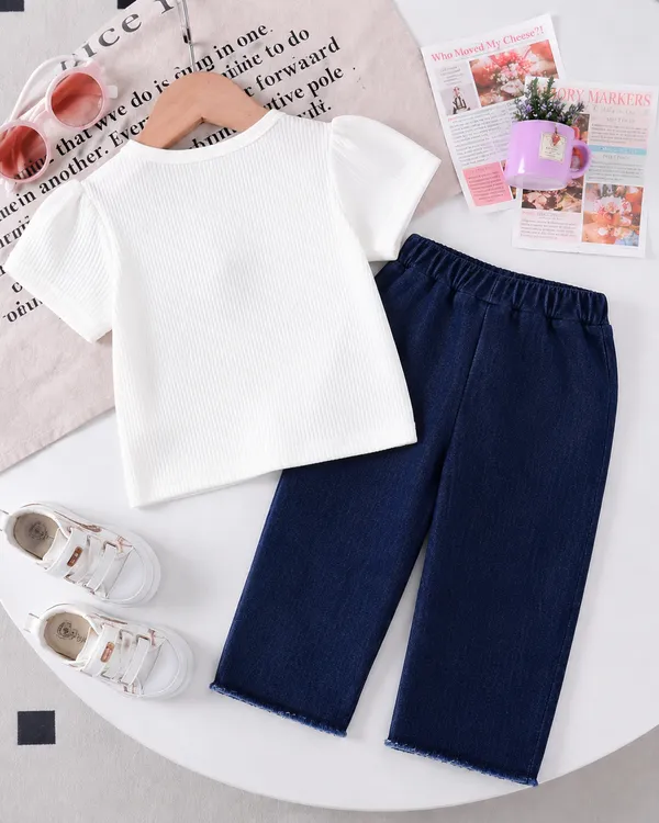 White_Ribbed_Top_And_Navy_Floral_Pants_Set_for_Girls