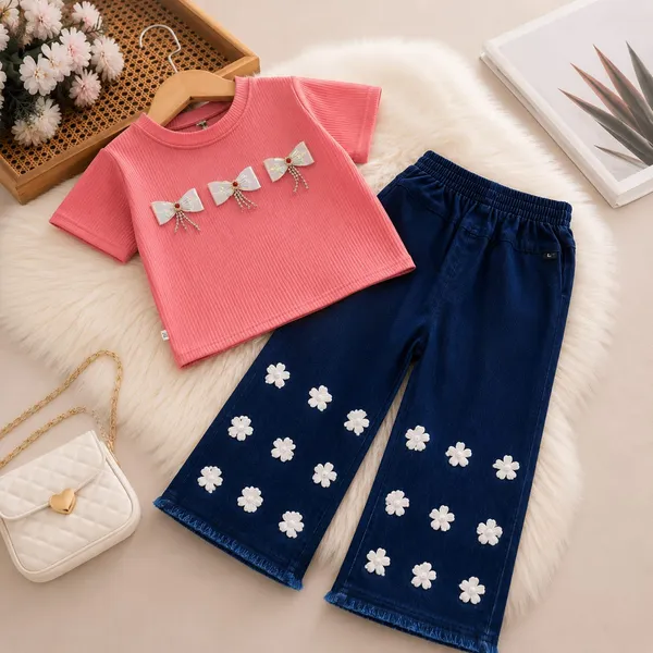 Pink_Ribbed_Top_And_Navy_Floral_Pants_Set_for_Girls