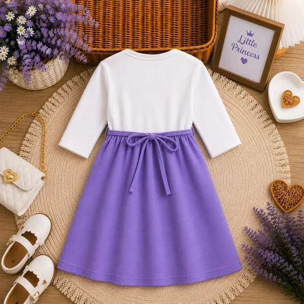 Purple_Ribbed_Cotton_Floral_Pinafore_Dress_Set_For_Girls