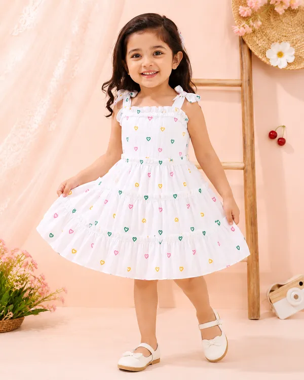 White_Cotton_Blend_Fit_And_Flare_Heart_Print_Frock_For_Girls