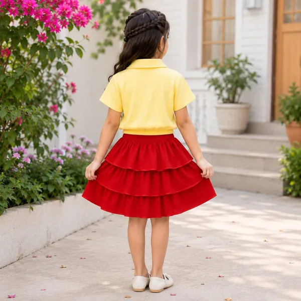 Yellow_Cotton_Blend_Collared_Embroidered_Top_And_Tiered_Skirt_Set_For_Girls