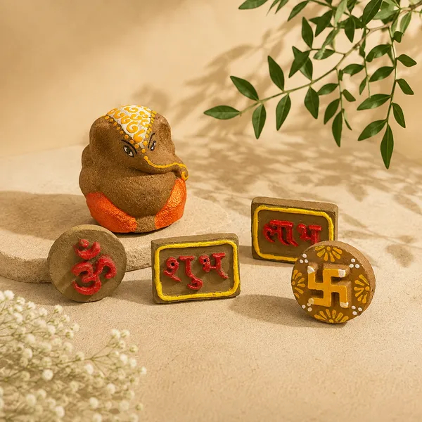 Shubh_Shuruaat_Combo_1:_Gomay_Ganesh_Ji_4"_+_Sticker_Om_+_Stickers_Swastik_+_Sticker_Shubh_Labh