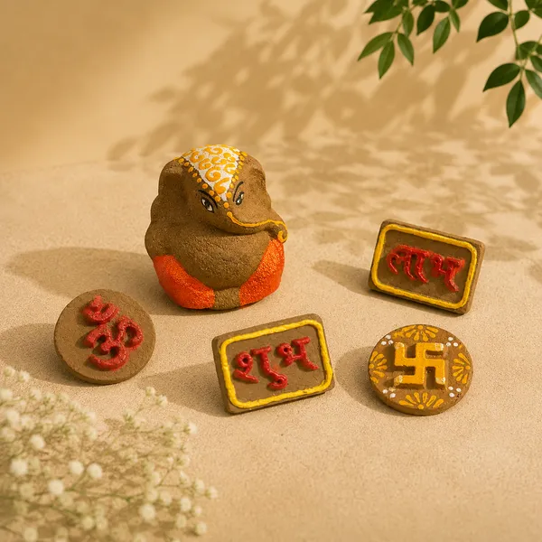 Shubh_Shuruaat_Combo_1:_Gomay_Ganesh_Ji_4"_+_Sticker_Om_+_Stickers_Swastik_+_Sticker_Shubh_Labh