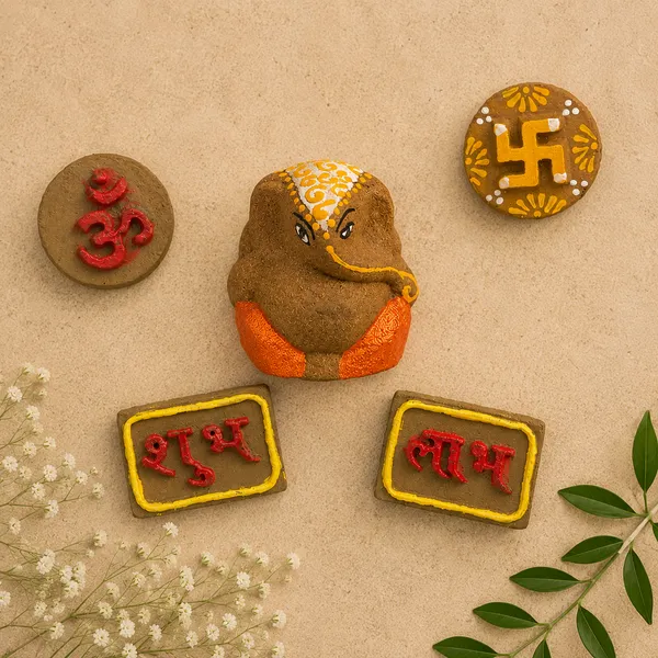 Shubh_Shuruaat_Combo_1:_Gomay_Ganesh_Ji_4"_+_Sticker_Om_+_Stickers_Swastik_+_Sticker_Shubh_Labh
