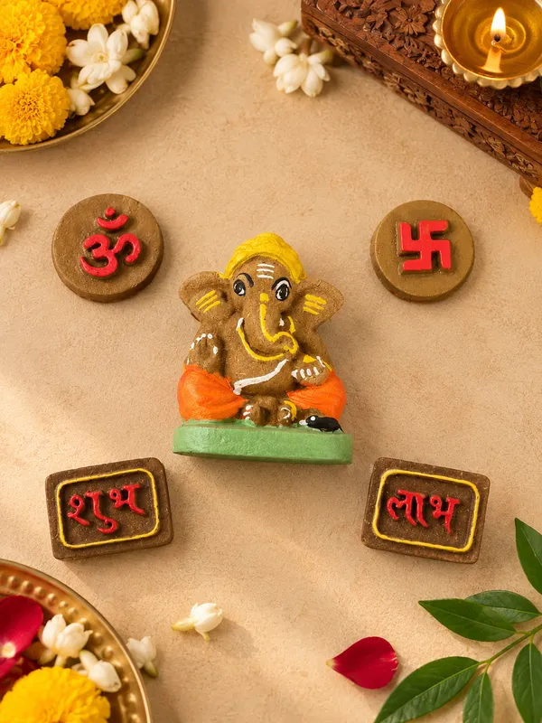 Shubh_Shuruaat_Combo_1:_Gomay_Ganesh_Ji_4"_+_Sticker_Om_+_Stickers_Swastik_+_Sticker_Shubh_Labh