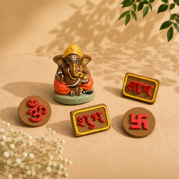 Shubh_Shuruaat_Combo_1:_Gomay_Ganesh_Ji_4"_+_Sticker_Om_+_Stickers_Swastik_+_Sticker_Shubh_Labh