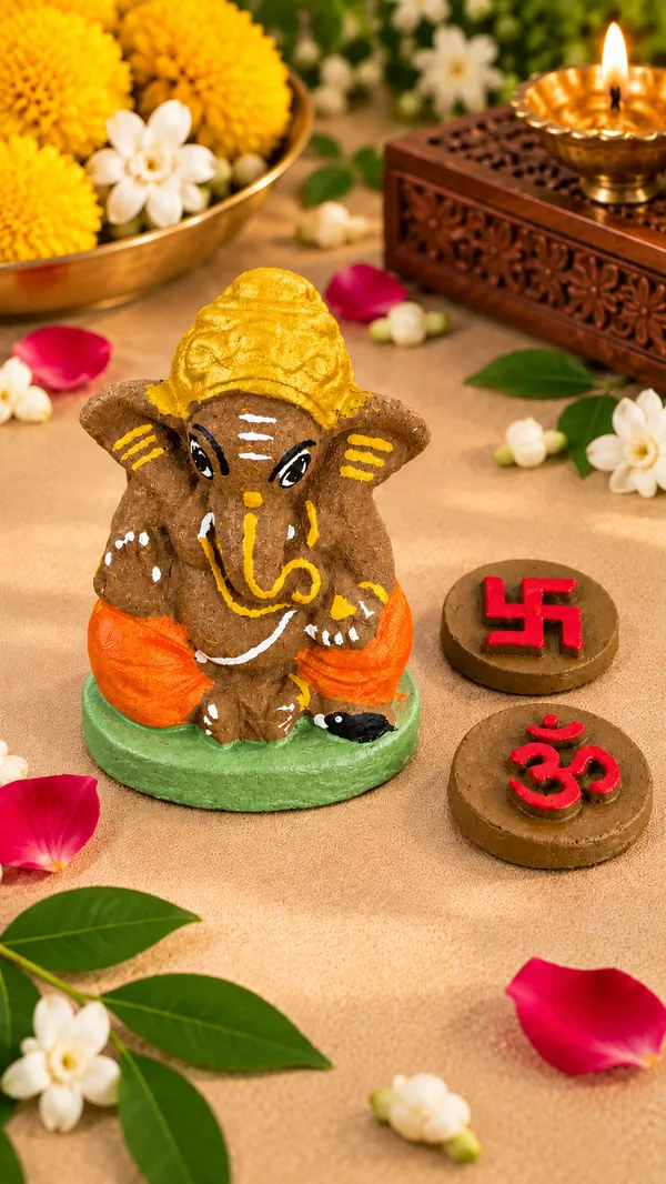 Shubh_Shuruaat_Combo_1:_Gomay_Ganesh_Ji_4"_+_Sticker_Om_+_Stickers_Swastik_+_Sticker_Shubh_Labh