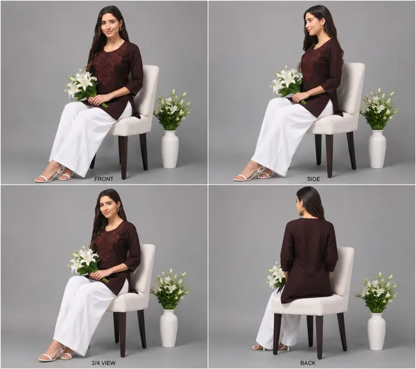Brown_Embroidered_Kurta_Set_With_White_Pants_For_Women