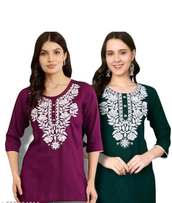 Maroon_Embroidered_Straight_Kurti_for_Women