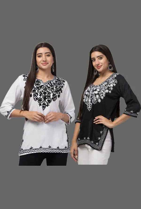 Black_And_White_Embroidered_Straight_Kurti_For_Women