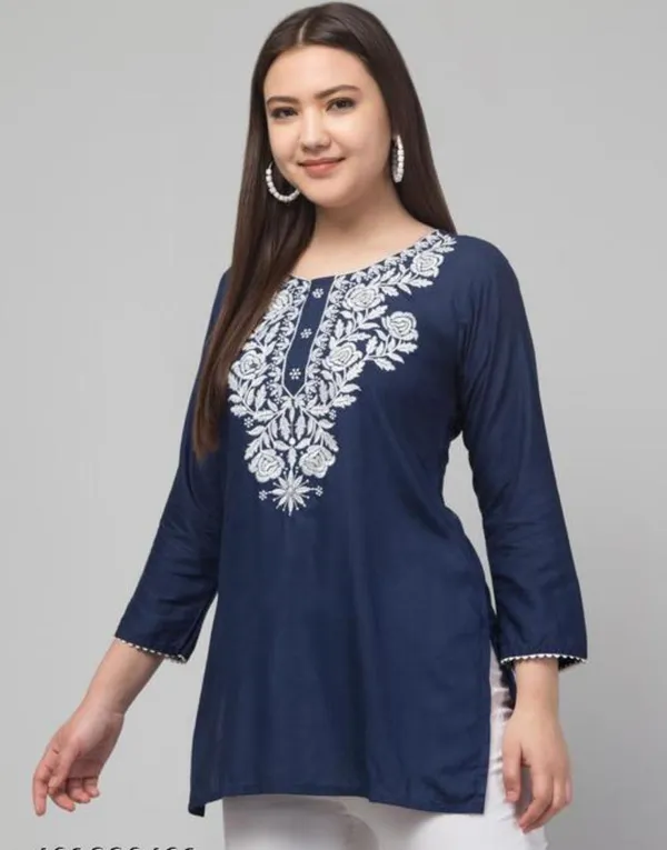 Navy_Embroidered_Straight_Kurti_for_Women