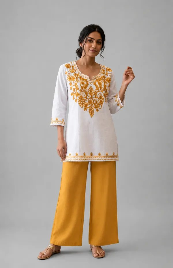 White/mustard-Kurta_Palazzo_Set