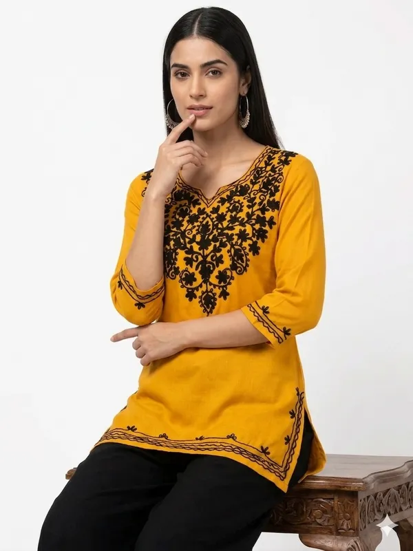 Mustard_Embroidered_Kurta_Set_for_Women