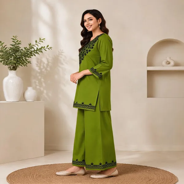 Green_Viscose_Rayon_Straight_Kurta_Palazzo_Set_For_Women