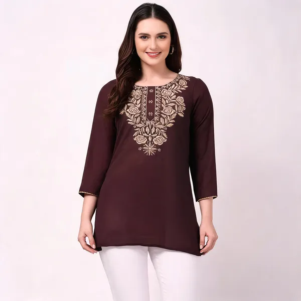 Brown_Viscose_Rayon_Straight_Kurta_For_Women